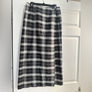 Cato Black and White Wraparound Maxi Plaid Skirt - 12